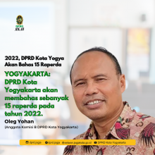 2022, DPRD Kota Yogya Akan Bahas 15 Raperda