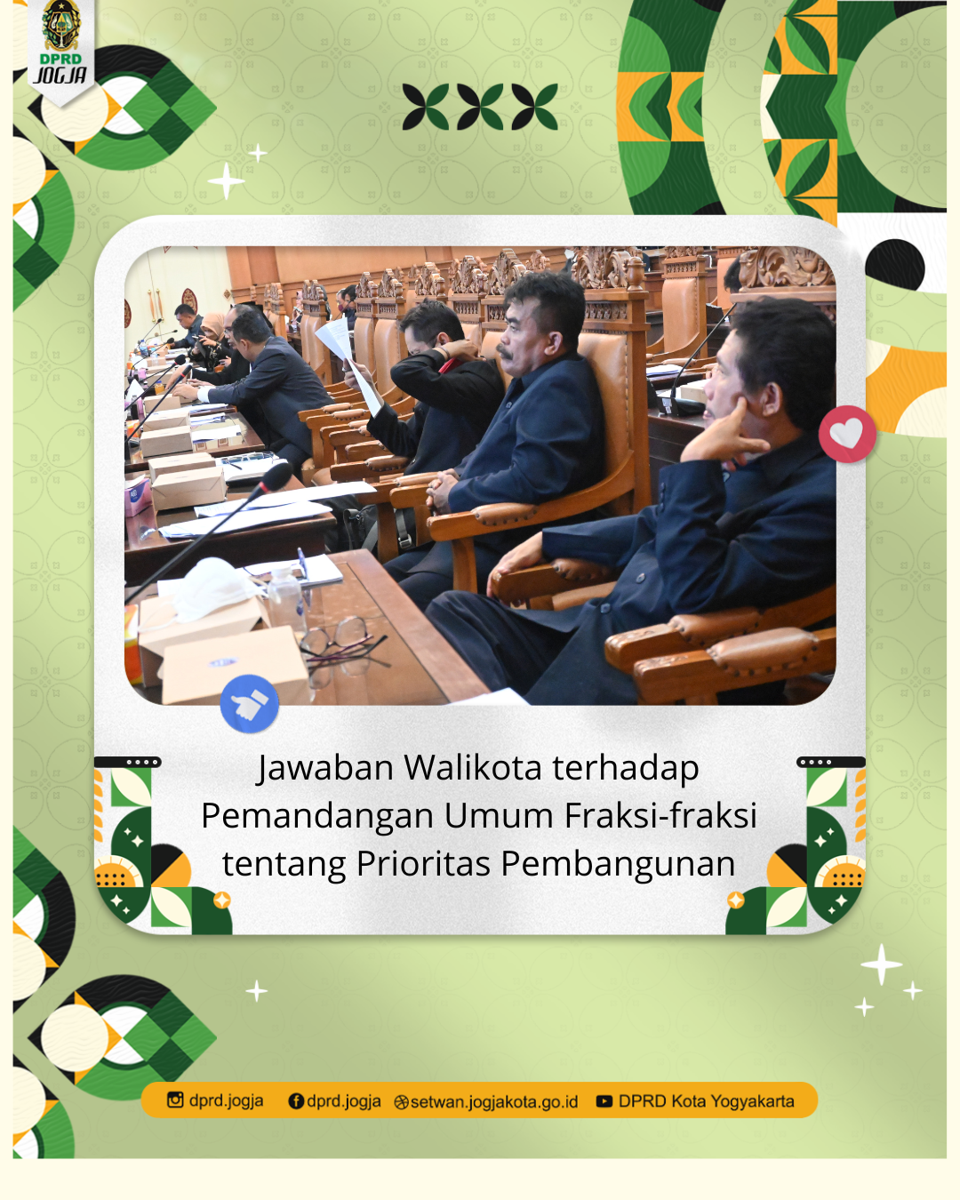 Jawaban Walikota Yogyakarta atas Pemandangan Umum Fraksi DPRD Kota Yogyakarta terhadap Prioritas Pembangunan