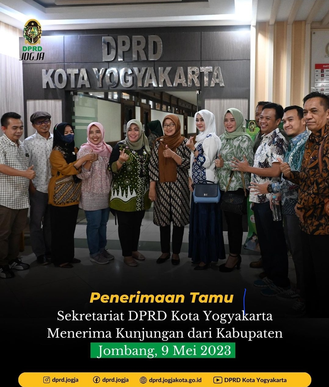 Penerimaan Tamu DPRD Sekretariat DPRD Yogyakarta dalam Rangka Kunjungan dari Kabupaten Jombang pada Tanggal 9 Mei 2023