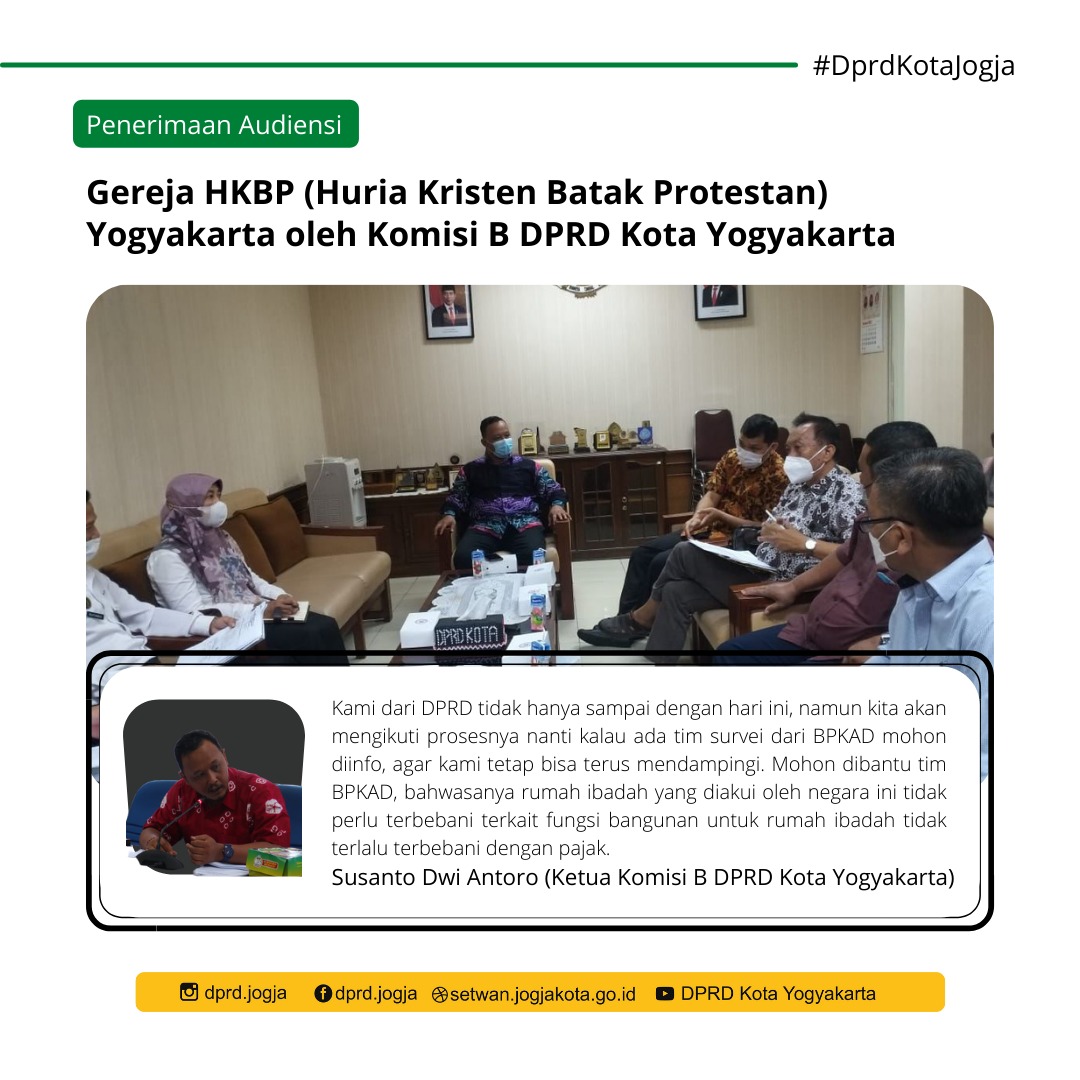 Gereja HKBP ( Huria Kristen Batak Protestan ) Yogyakarta oleh Komisi B DPRD Kota Yogyakarta